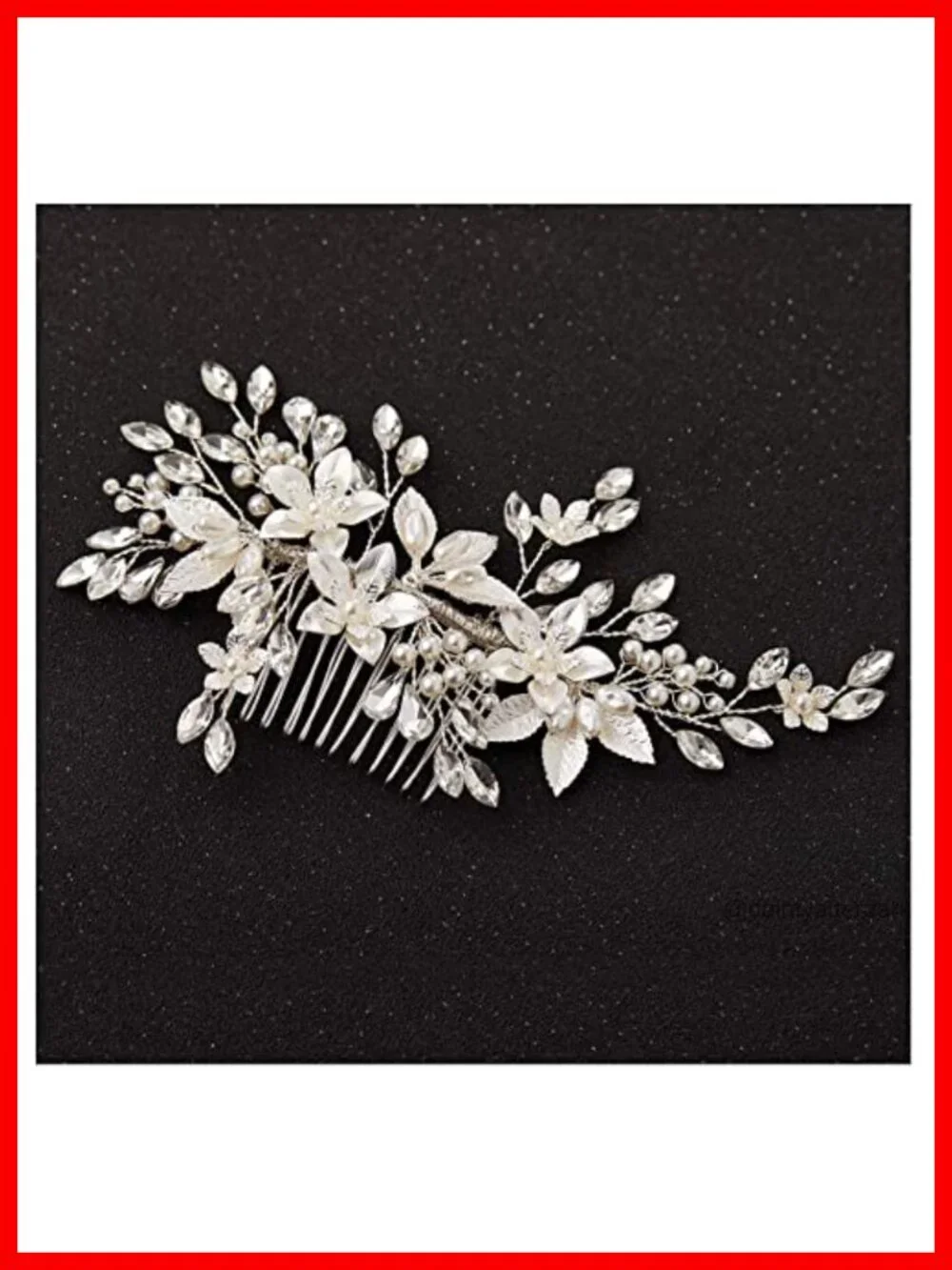 Pearl Crystal Silver Plated Leaf Handmade Wedding Hair Comb Bridal Hair Clip